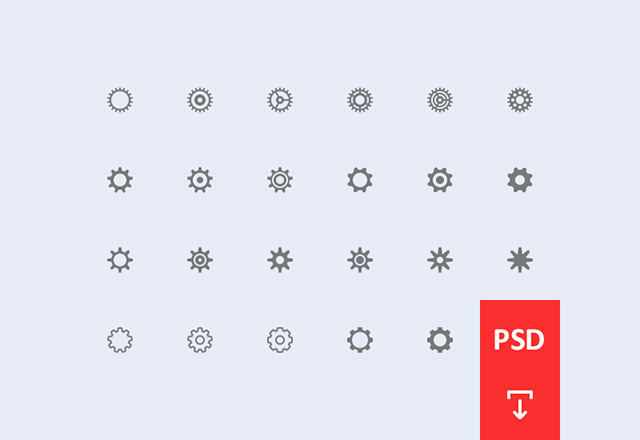 Cogwheel settings icons PSD