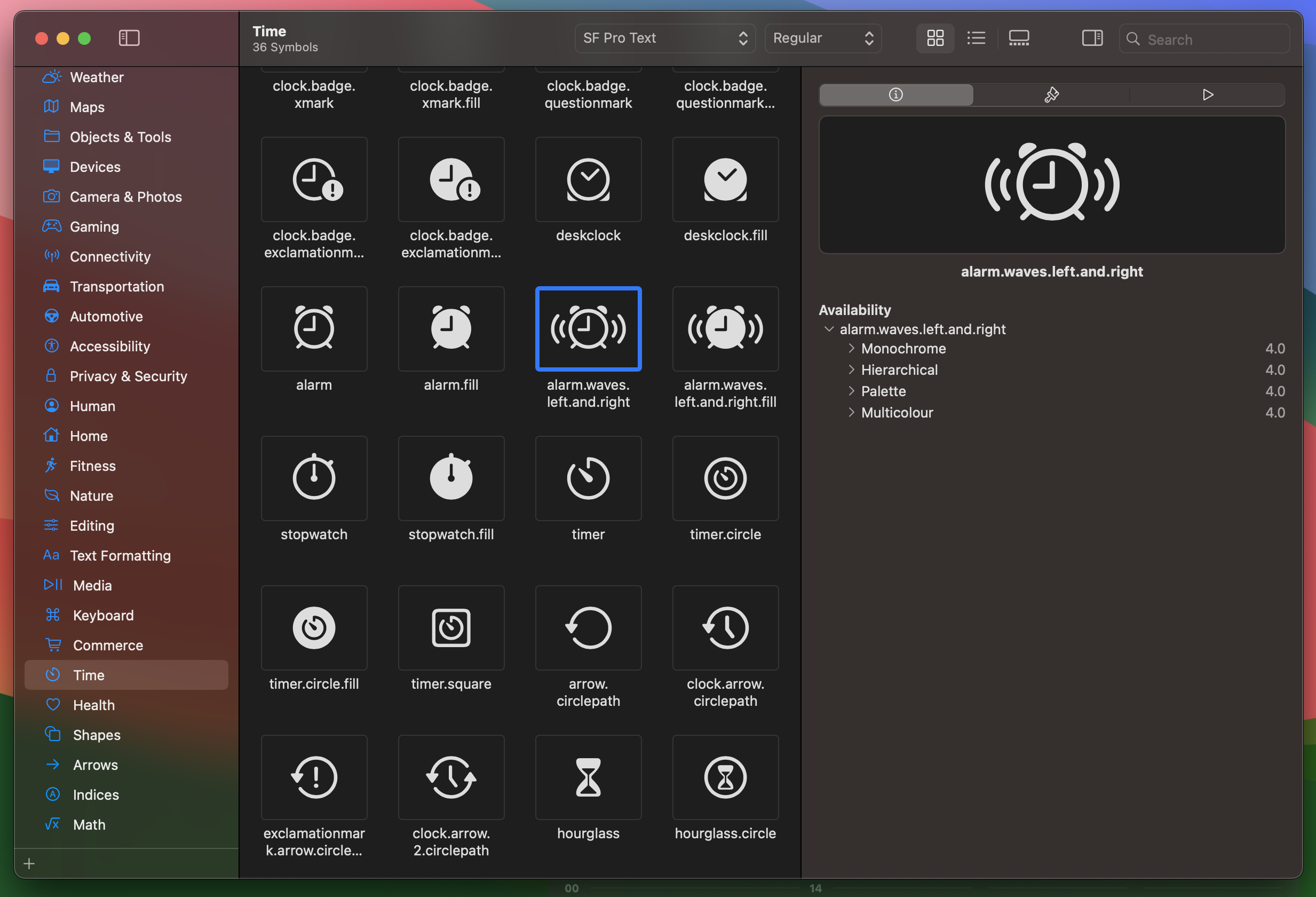 SF symbols interface